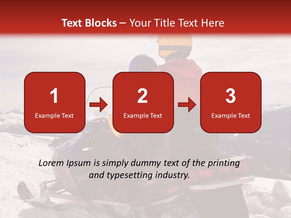 Man And Woman Riding On Snowmobile In Snowy Mountainous Terrain. PowerPoint Template
