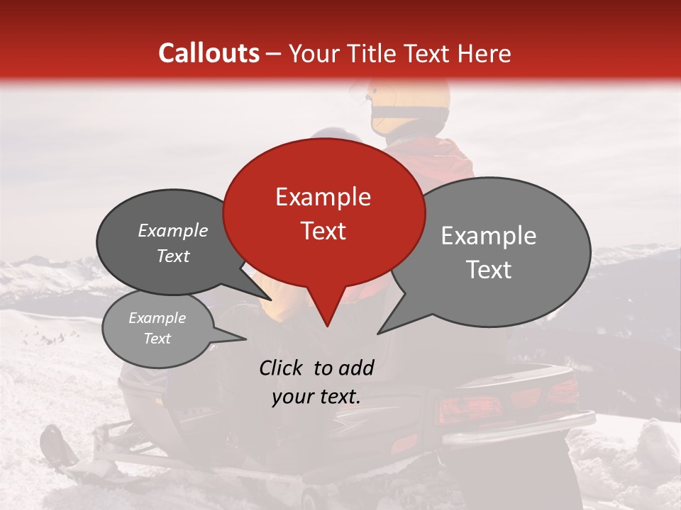 Man And Woman Riding On Snowmobile In Snowy Mountainous Terrain. PowerPoint Template
