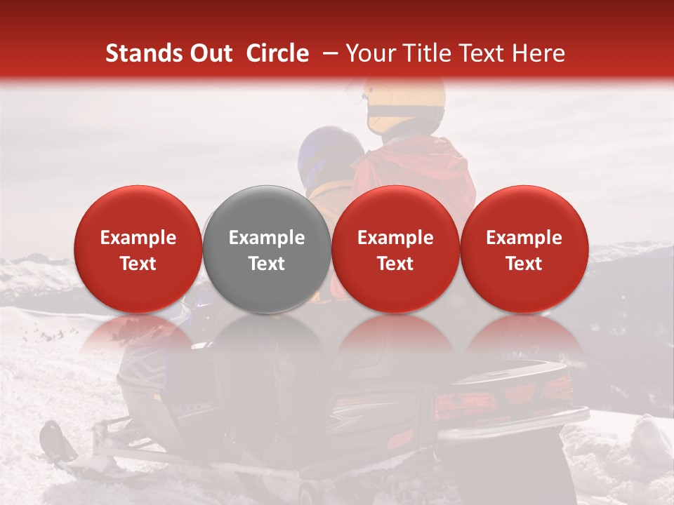 Man And Woman Riding On Snowmobile In Snowy Mountainous Terrain. PowerPoint Template