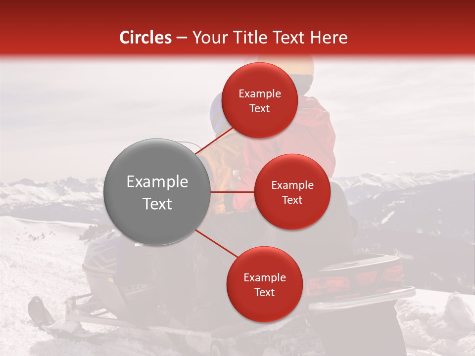 Man And Woman Riding On Snowmobile In Snowy Mountainous Terrain. PowerPoint Template