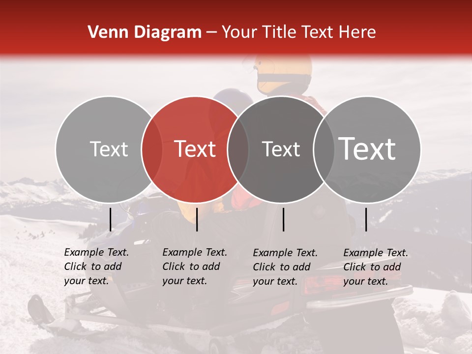 Man And Woman Riding On Snowmobile In Snowy Mountainous Terrain. PowerPoint Template