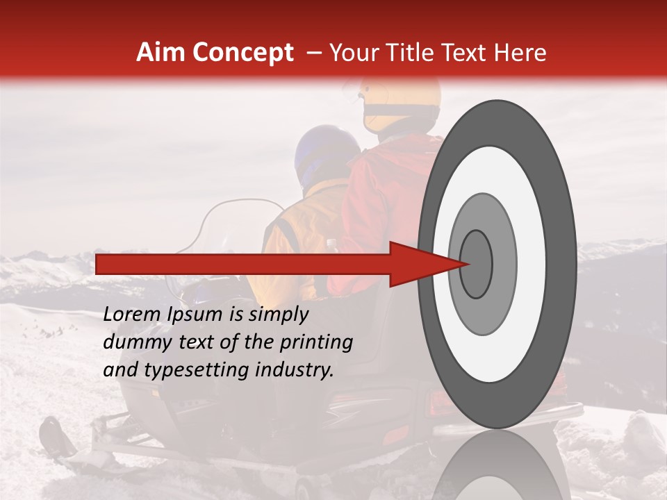Man And Woman Riding On Snowmobile In Snowy Mountainous Terrain. PowerPoint Template
