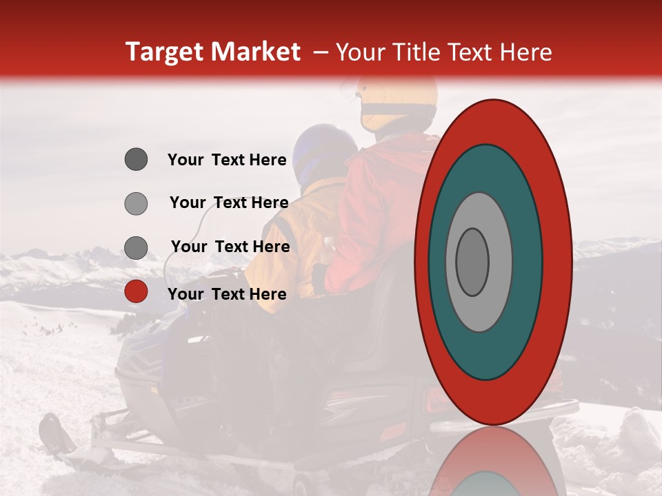 Man And Woman Riding On Snowmobile In Snowy Mountainous Terrain. PowerPoint Template