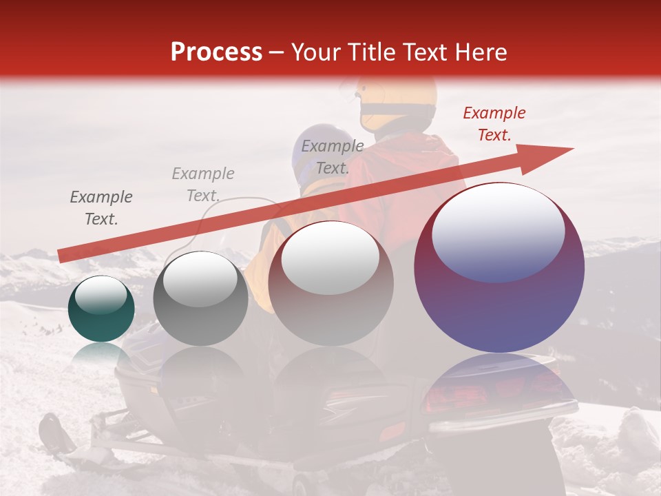 Man And Woman Riding On Snowmobile In Snowy Mountainous Terrain. PowerPoint Template