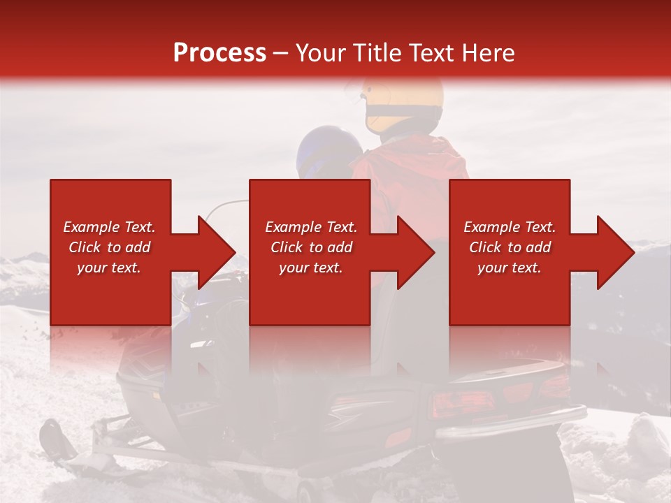 Man And Woman Riding On Snowmobile In Snowy Mountainous Terrain. PowerPoint Template