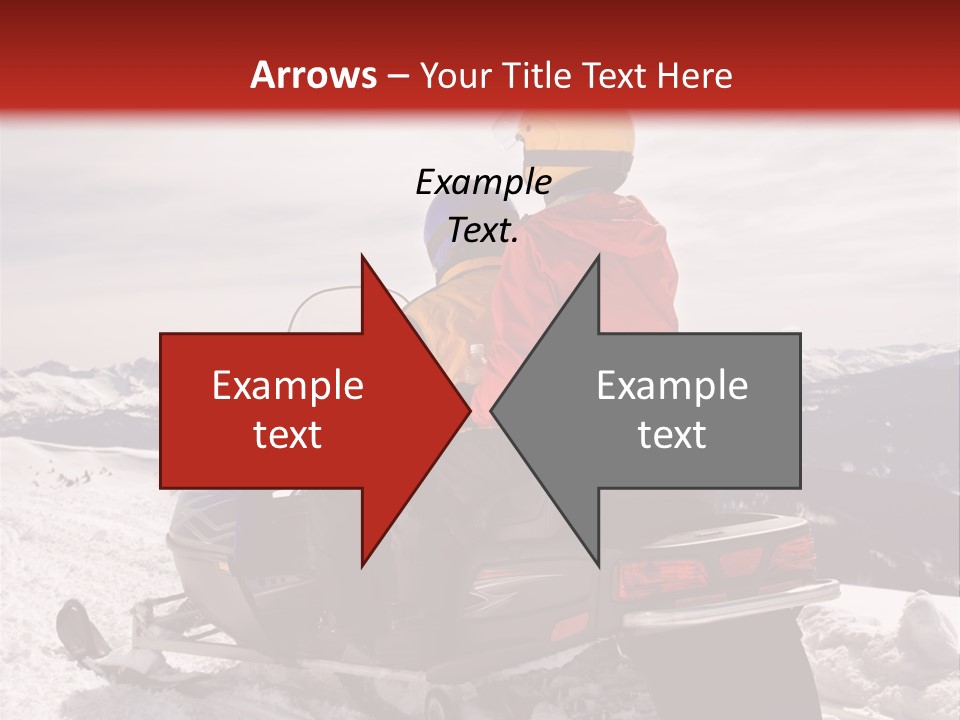 Man And Woman Riding On Snowmobile In Snowy Mountainous Terrain. PowerPoint Template