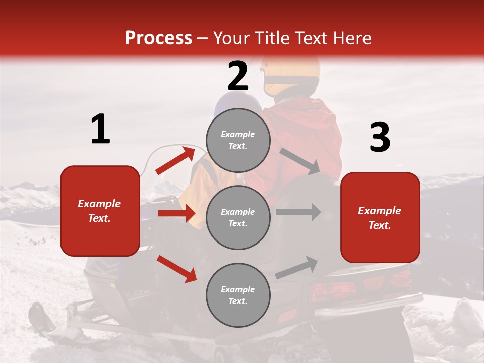Man And Woman Riding On Snowmobile In Snowy Mountainous Terrain. PowerPoint Template