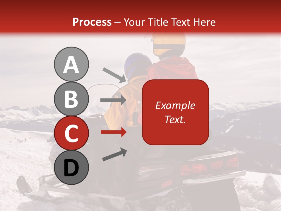 Man And Woman Riding On Snowmobile In Snowy Mountainous Terrain. PowerPoint Template