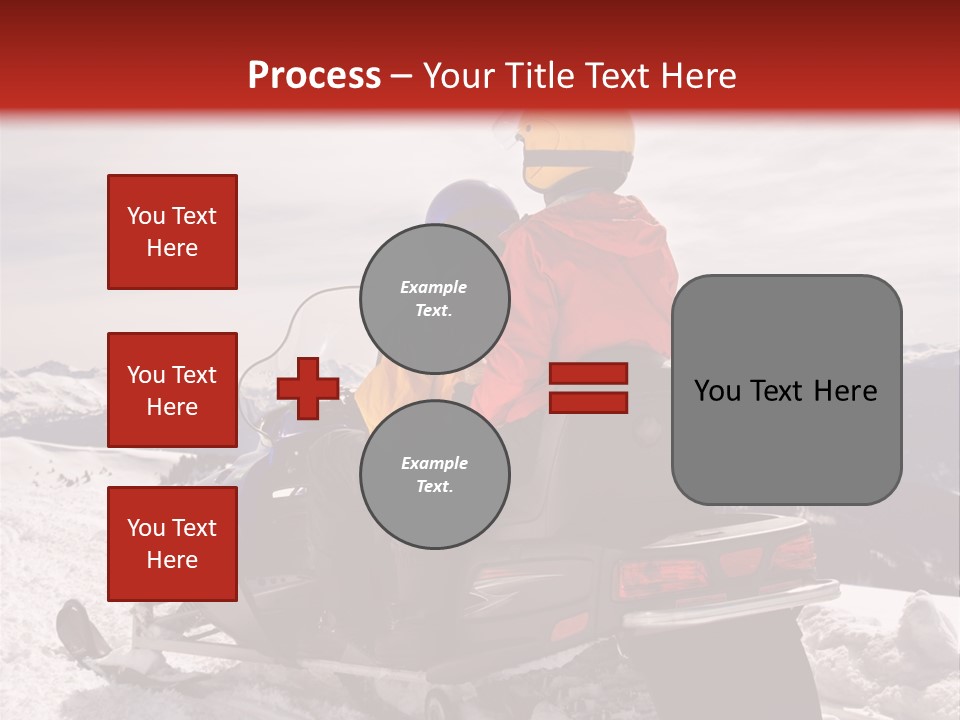 Man And Woman Riding On Snowmobile In Snowy Mountainous Terrain. PowerPoint Template