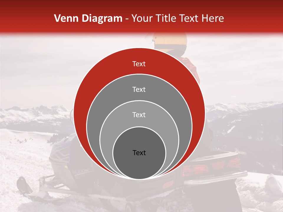 Man And Woman Riding On Snowmobile In Snowy Mountainous Terrain. PowerPoint Template