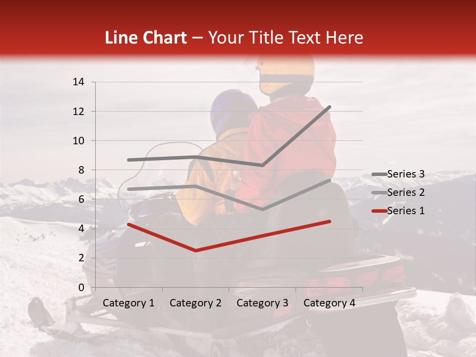 Man And Woman Riding On Snowmobile In Snowy Mountainous Terrain. PowerPoint Template