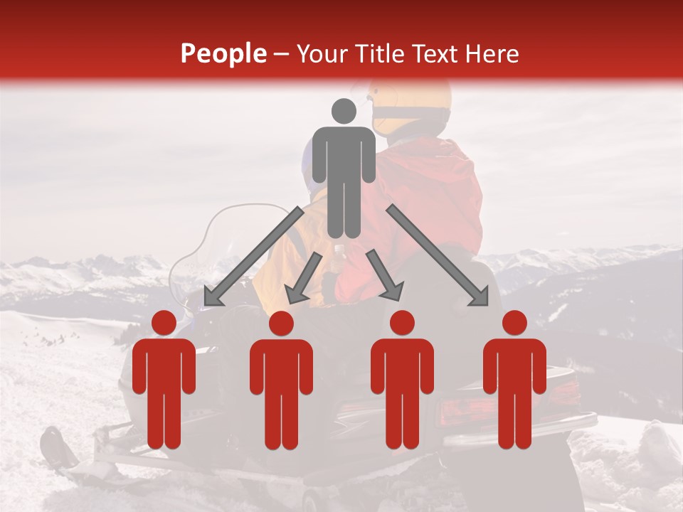 Man And Woman Riding On Snowmobile In Snowy Mountainous Terrain. PowerPoint Template