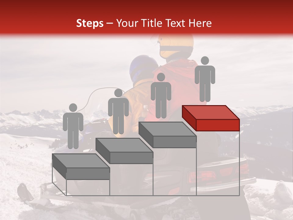 Man And Woman Riding On Snowmobile In Snowy Mountainous Terrain. PowerPoint Template