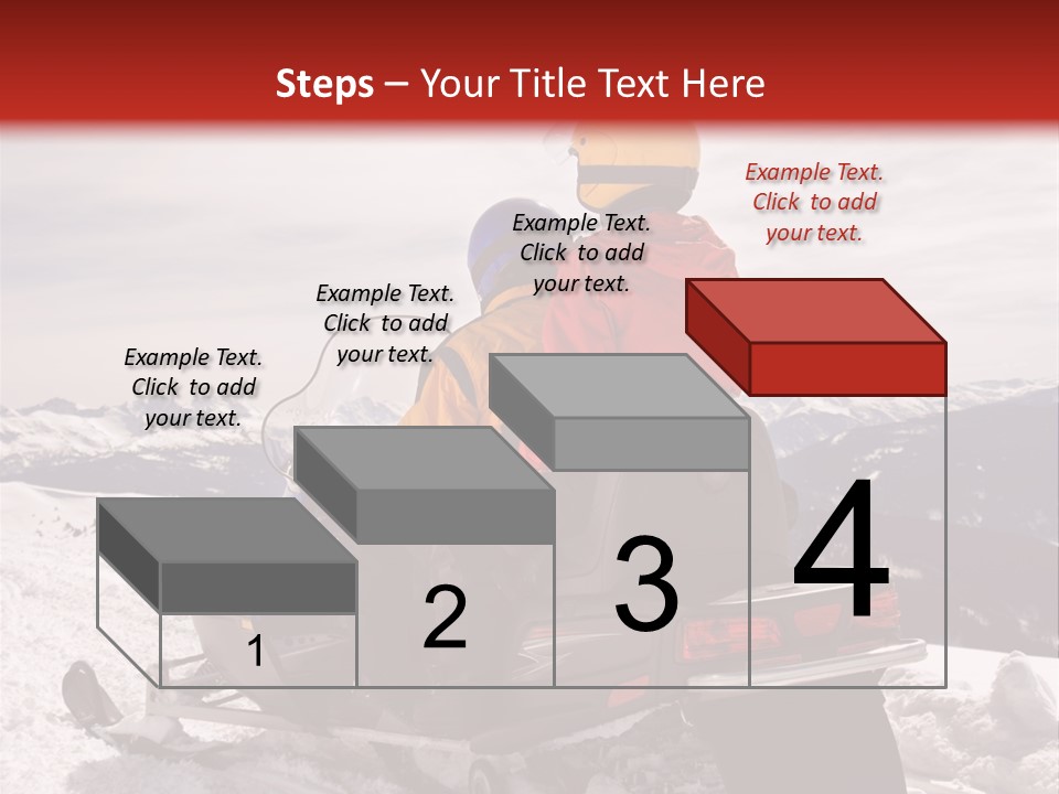 Man And Woman Riding On Snowmobile In Snowy Mountainous Terrain. PowerPoint Template