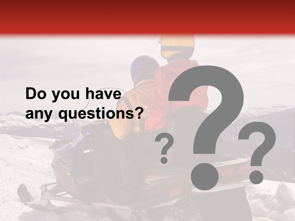 Man And Woman Riding On Snowmobile In Snowy Mountainous Terrain. PowerPoint Template