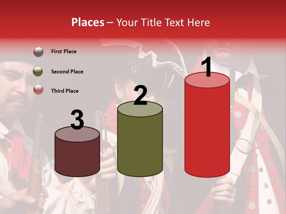 Three Continental Regular Soldiers Stand In Formation Before Battle. PowerPoint Template
