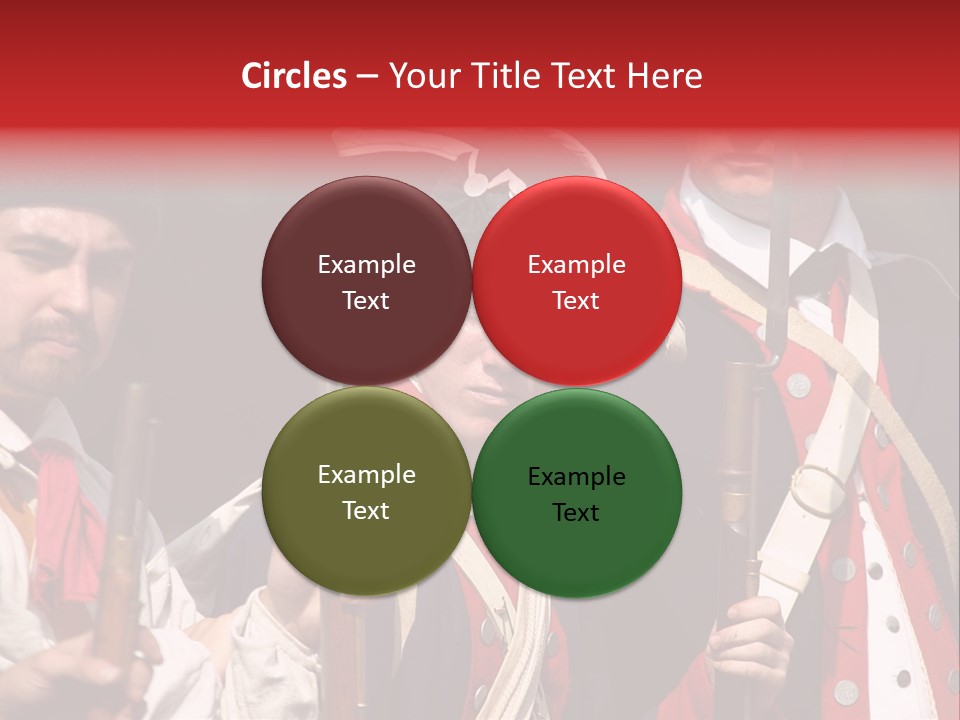 Three Continental Regular Soldiers Stand In Formation Before Battle. PowerPoint Template