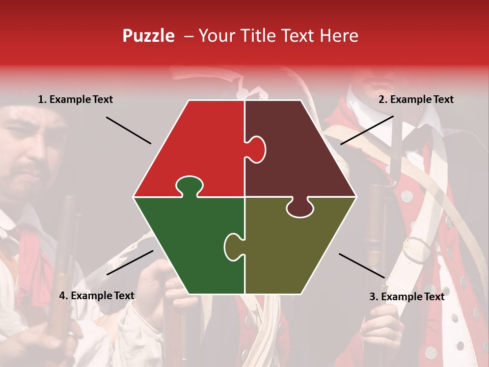 Three Continental Regular Soldiers Stand In Formation Before Battle. PowerPoint Template