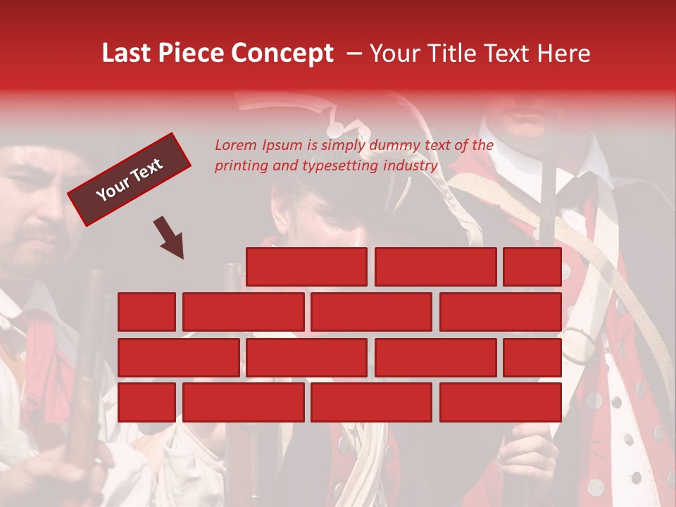 Three Continental Regular Soldiers Stand In Formation Before Battle. PowerPoint Template