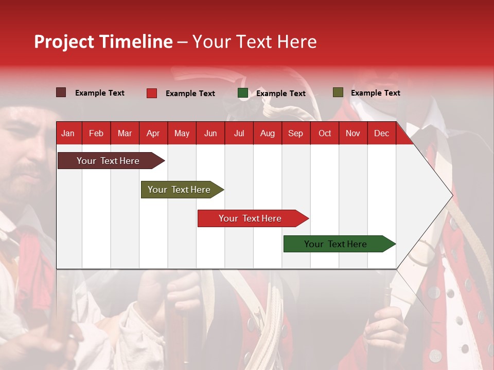 Three Continental Regular Soldiers Stand In Formation Before Battle. PowerPoint Template