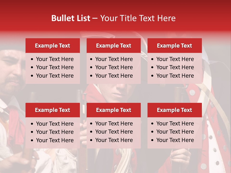 Three Continental Regular Soldiers Stand In Formation Before Battle. PowerPoint Template