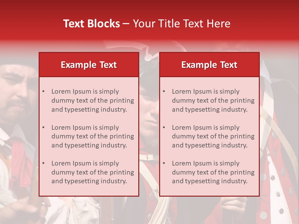 Three Continental Regular Soldiers Stand In Formation Before Battle. PowerPoint Template