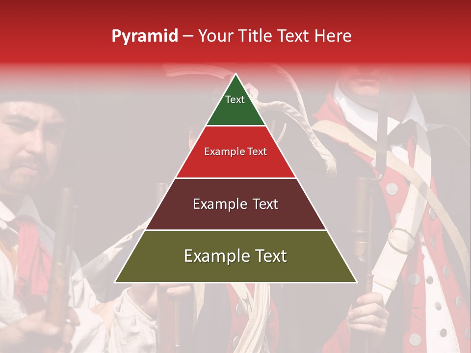 Three Continental Regular Soldiers Stand In Formation Before Battle. PowerPoint Template