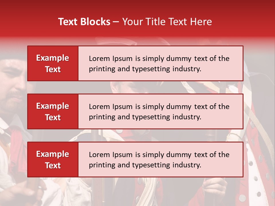 Three Continental Regular Soldiers Stand In Formation Before Battle. PowerPoint Template