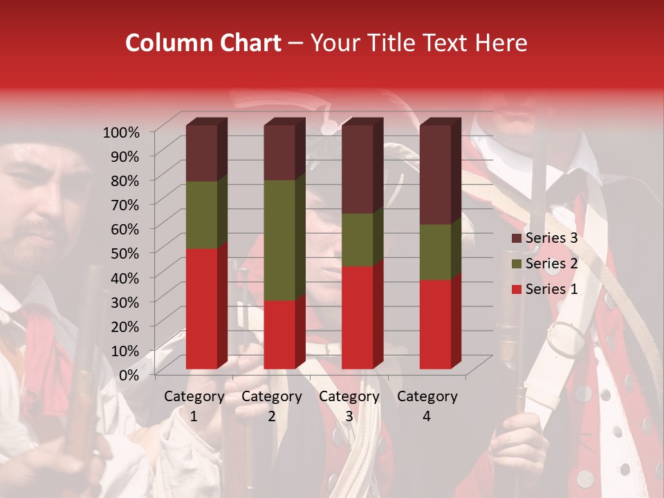 Three Continental Regular Soldiers Stand In Formation Before Battle. PowerPoint Template