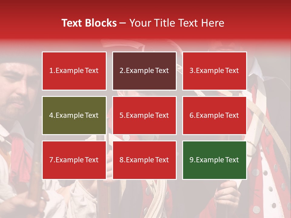 Three Continental Regular Soldiers Stand In Formation Before Battle. PowerPoint Template