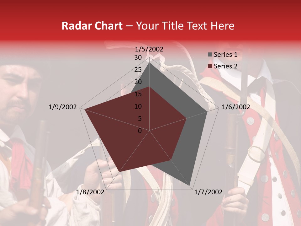 Three Continental Regular Soldiers Stand In Formation Before Battle. PowerPoint Template