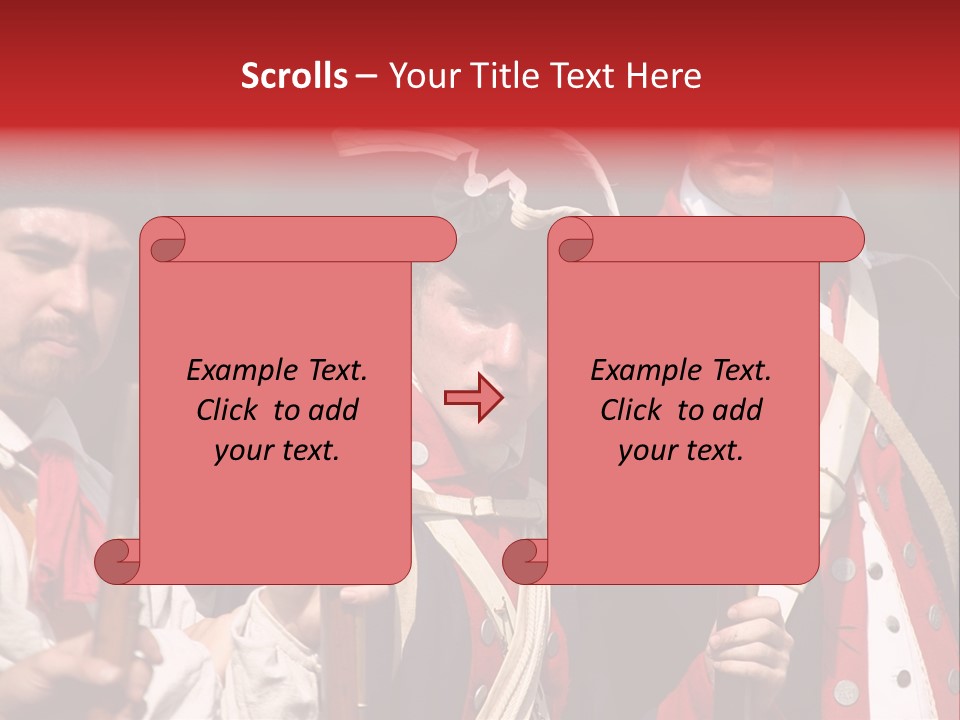 Three Continental Regular Soldiers Stand In Formation Before Battle. PowerPoint Template