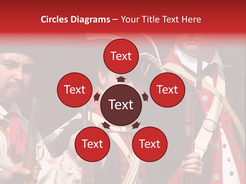 Three Continental Regular Soldiers Stand In Formation Before Battle. PowerPoint Template