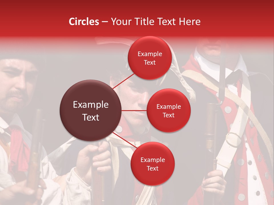 Three Continental Regular Soldiers Stand In Formation Before Battle. PowerPoint Template