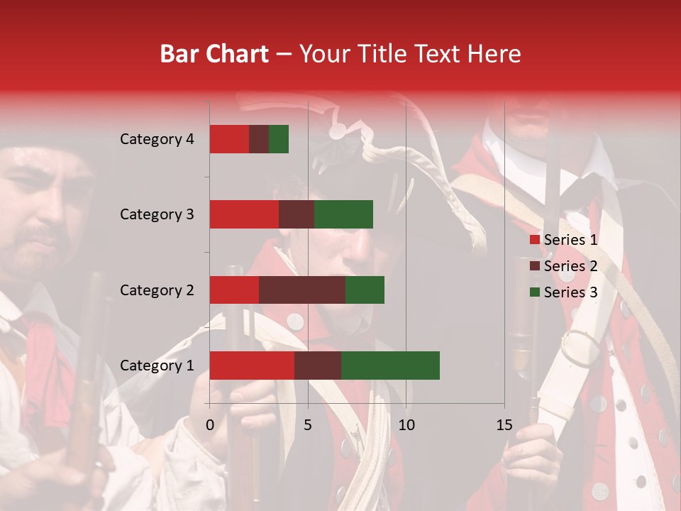 Three Continental Regular Soldiers Stand In Formation Before Battle. PowerPoint Template
