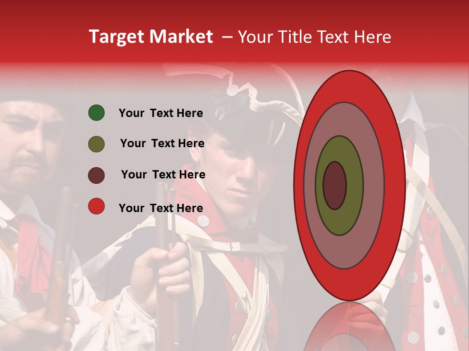 Three Continental Regular Soldiers Stand In Formation Before Battle. PowerPoint Template