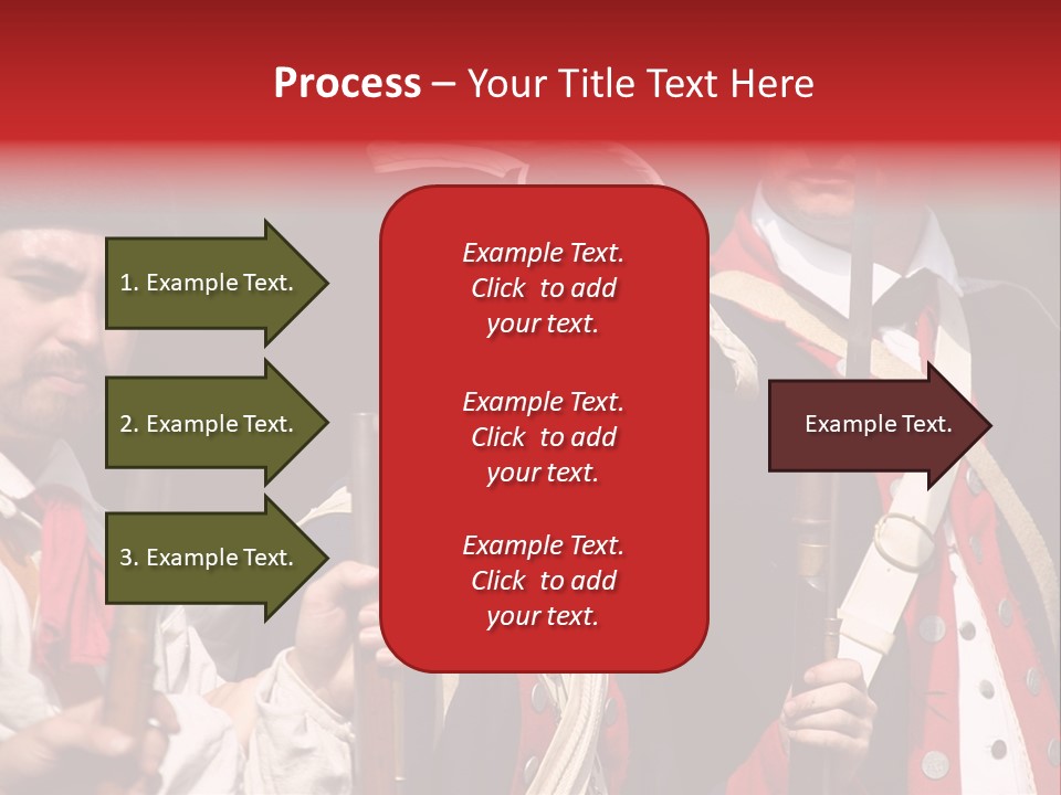 Three Continental Regular Soldiers Stand In Formation Before Battle. PowerPoint Template
