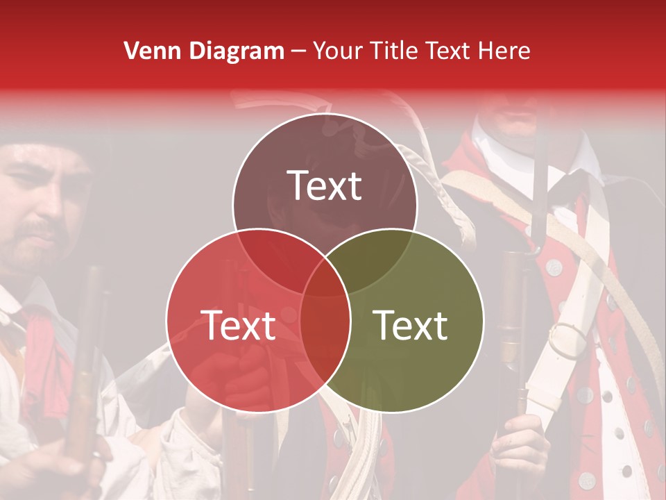 Three Continental Regular Soldiers Stand In Formation Before Battle. PowerPoint Template