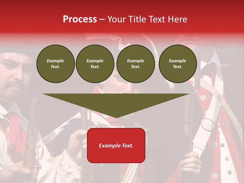 Three Continental Regular Soldiers Stand In Formation Before Battle. PowerPoint Template