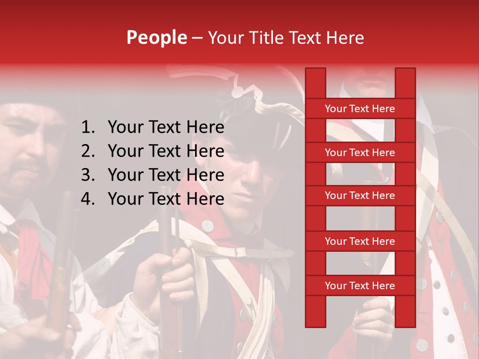 Three Continental Regular Soldiers Stand In Formation Before Battle. PowerPoint Template