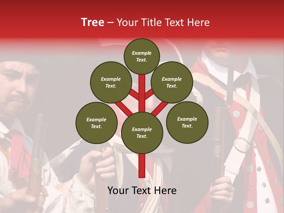 Three Continental Regular Soldiers Stand In Formation Before Battle. PowerPoint Template