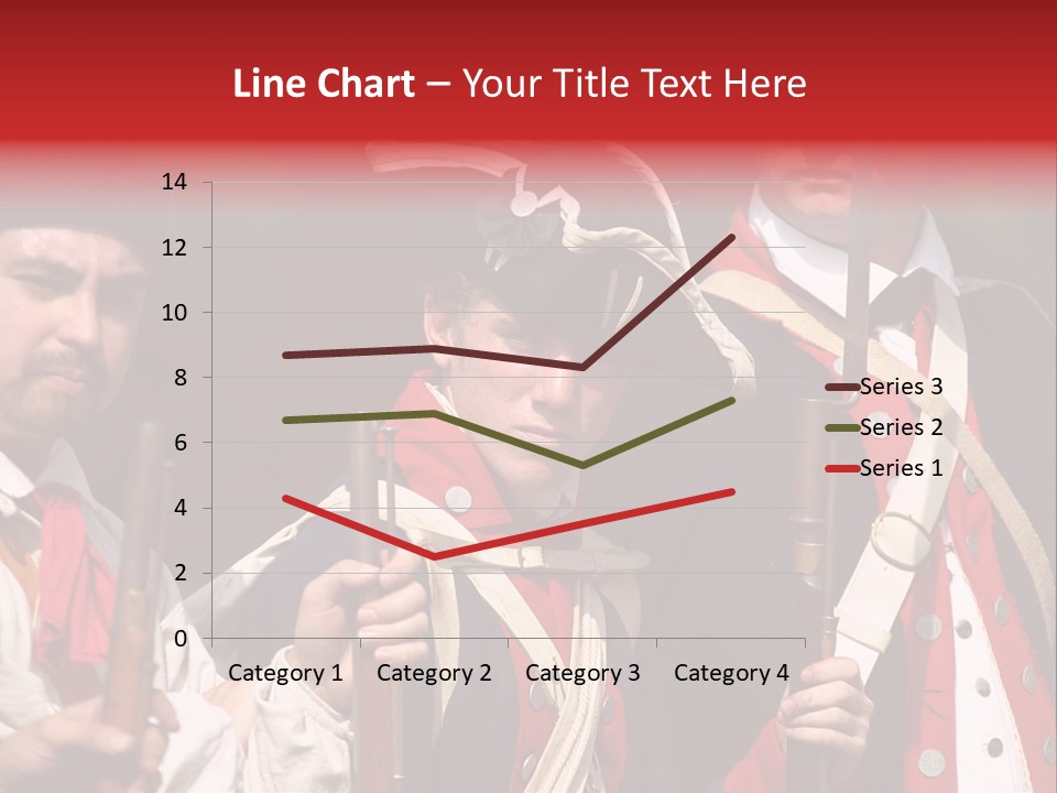 Three Continental Regular Soldiers Stand In Formation Before Battle. PowerPoint Template
