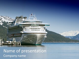 Docked Alaskan Cruise Ship PowerPoint Template