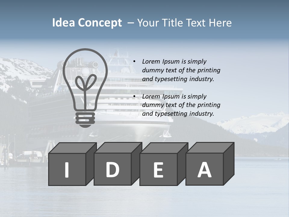 Docked Alaskan Cruise Ship PowerPoint Template