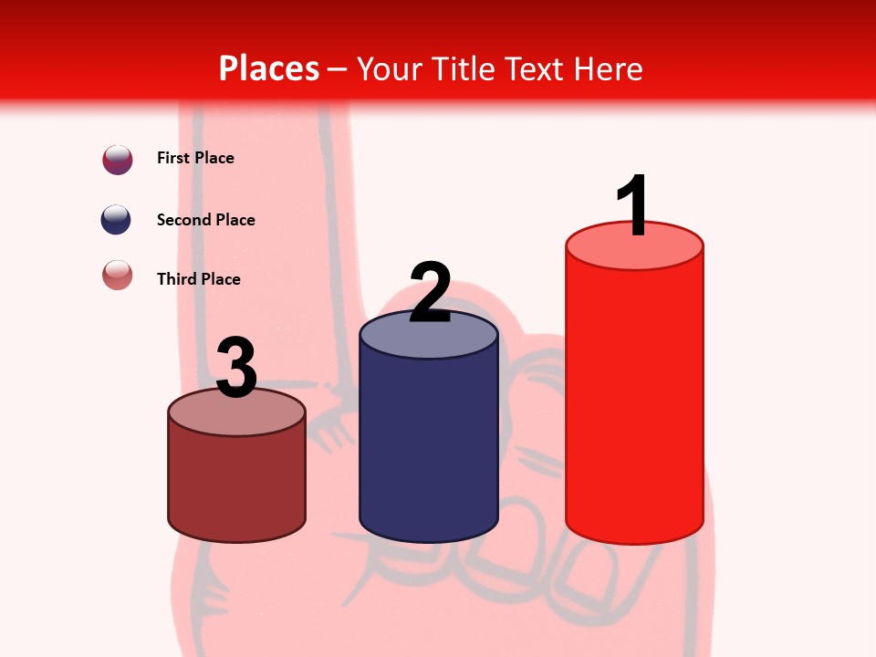 Blank Foam Finger Making The "We're Number 1 Symbol" In Red And Blue, Add Text To The Hand Or Above Hand, - Lots Of Copy Space PowerPoint Template