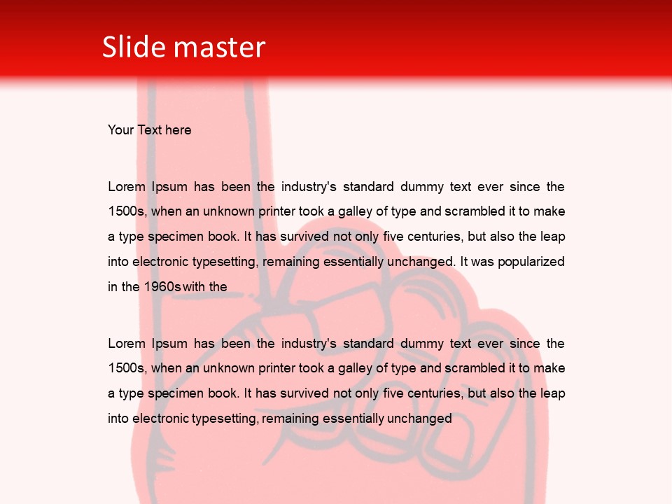 Blank Foam Finger Making The "We're Number 1 Symbol" In Red And Blue, Add Text To The Hand Or Above Hand, - Lots Of Copy Space PowerPoint Template