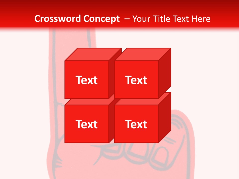 Blank Foam Finger Making The "We're Number 1 Symbol" In Red And Blue, Add Text To The Hand Or Above Hand, - Lots Of Copy Space PowerPoint Template