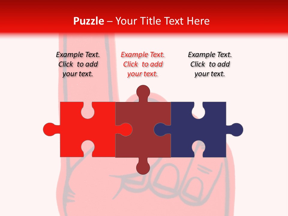 Blank Foam Finger Making The "We're Number 1 Symbol" In Red And Blue, Add Text To The Hand Or Above Hand, - Lots Of Copy Space PowerPoint Template