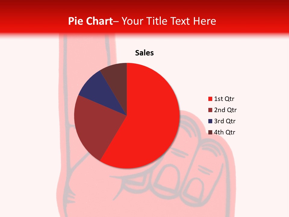 Blank Foam Finger Making The "We're Number 1 Symbol" In Red And Blue, Add Text To The Hand Or Above Hand, - Lots Of Copy Space PowerPoint Template
