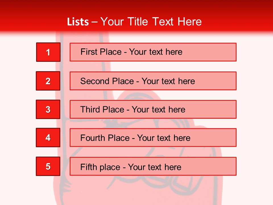 Blank Foam Finger Making The "We're Number 1 Symbol" In Red And Blue, Add Text To The Hand Or Above Hand, - Lots Of Copy Space PowerPoint Template